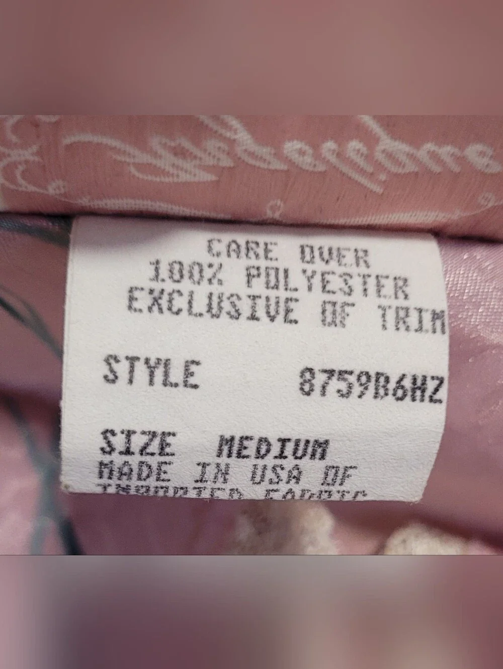 90s Vintage Angelique Pink Floral Jacquard Nightie Size Medium - Picture 7 of 11